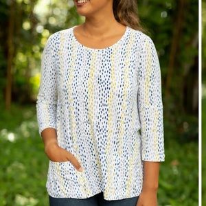 Komil Womens Lagenlook Long Tunic Top Blouse Front Pocket Cotton Top Size Medium